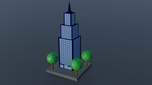 Low Poly skyscraper 3D 模型 .c4d .max .obj .3ds .fbx .stl .blend 