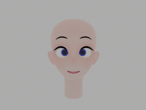 Anime character head Low-poly Model 3D