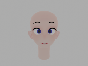 Anime character head Low-poly Model 3D