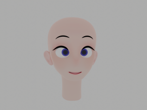 Anime character head Low-poly Model 3D