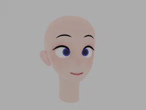Anime character head Low-poly 3D Model