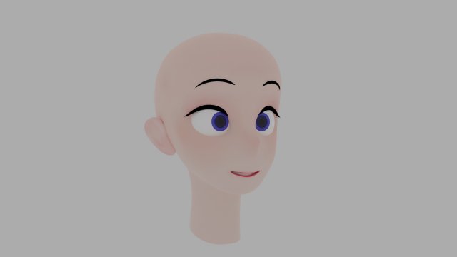 Anime character head Low-poly Model 3D .c4d .max .obj .3ds .fbx .stl .blend 