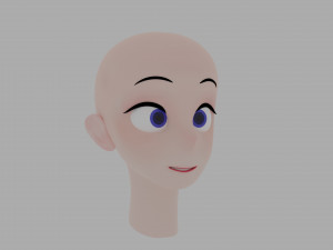 Anime character head Low-poly Model 3D