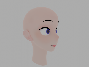 Anime character head Low-poly Model 3D