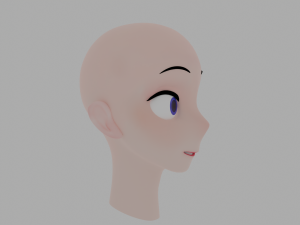 Anime character head Low-poly Model 3D