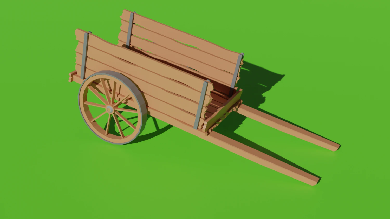 Wood Cart LP 3D Model .c4d .max .obj .3ds .fbx .stl .blend