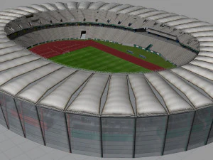 Japoma Stadium Cameroon CAF 2021 3D Model