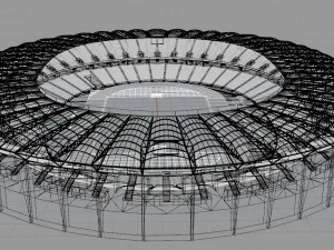 Japoma Stadium Cameroon CAF 2021 3D Model