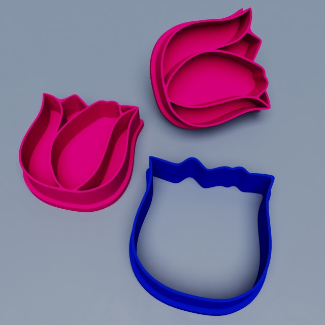 Tulip Cookie Cutter 3D 모델 .c4d .max .obj .3ds .fbx .stl .blend 