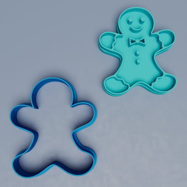 Gingerbread Man Cookie Cutter 3D-Modell .c4d .max .obj .3ds .fbx .stl .blend 
