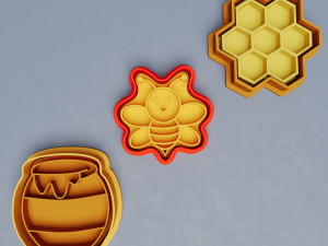 Bee themed Cookie Cutters Set x3 3D Принт Модель