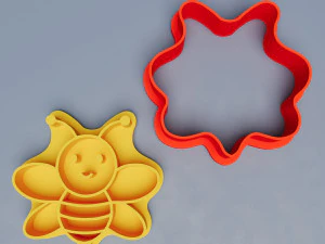Bee themed Cookie Cutters Set x3 3D Print Model