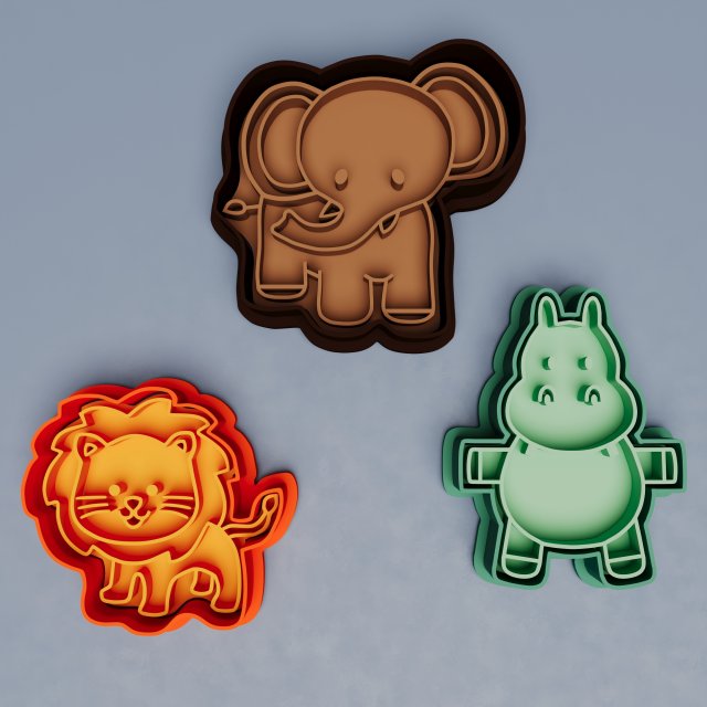 Safari Cookie Cutters Set x3 Model do druku 3D .c4d .max .obj .3ds .fbx .stl .blend 