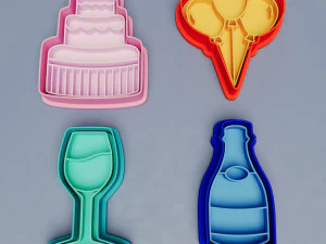 हैप्पी बर्थडे कुकी कटर सेट एक्स 4 3D प्रिंट मॉडल