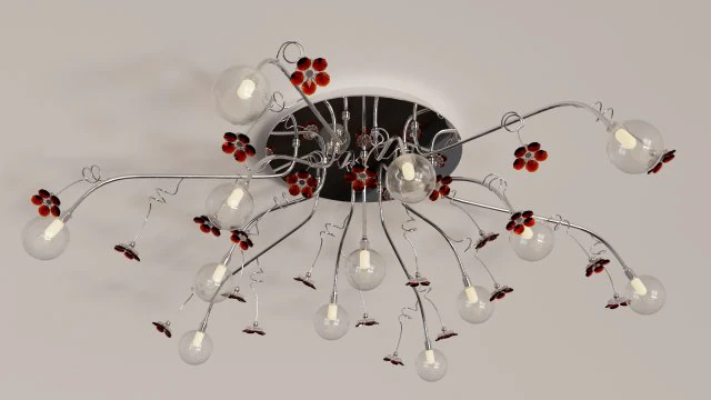Люстра с 13 лампочками, потолочный подвесной светильник 3D Модель .c4d .max .obj .3ds .fbx .stl .blend 