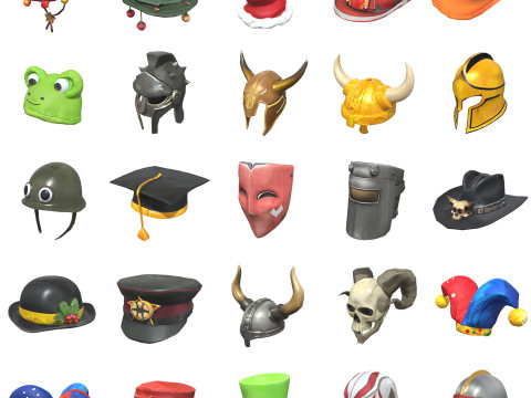 Hats Helmets And Masks Pack 2 3D Model