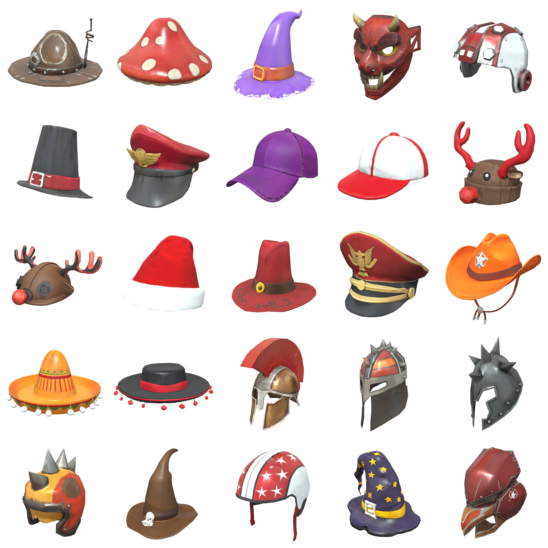 Hats Helmets And Masks Pack 3 3D Model .c4d .max .obj .3ds .fbx .stl .blend