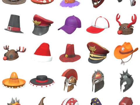 Topi Helm Dan Masker Paket 3 Model 3D