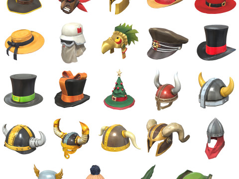 Hats Helmets And Masks Pack 4 3D Model