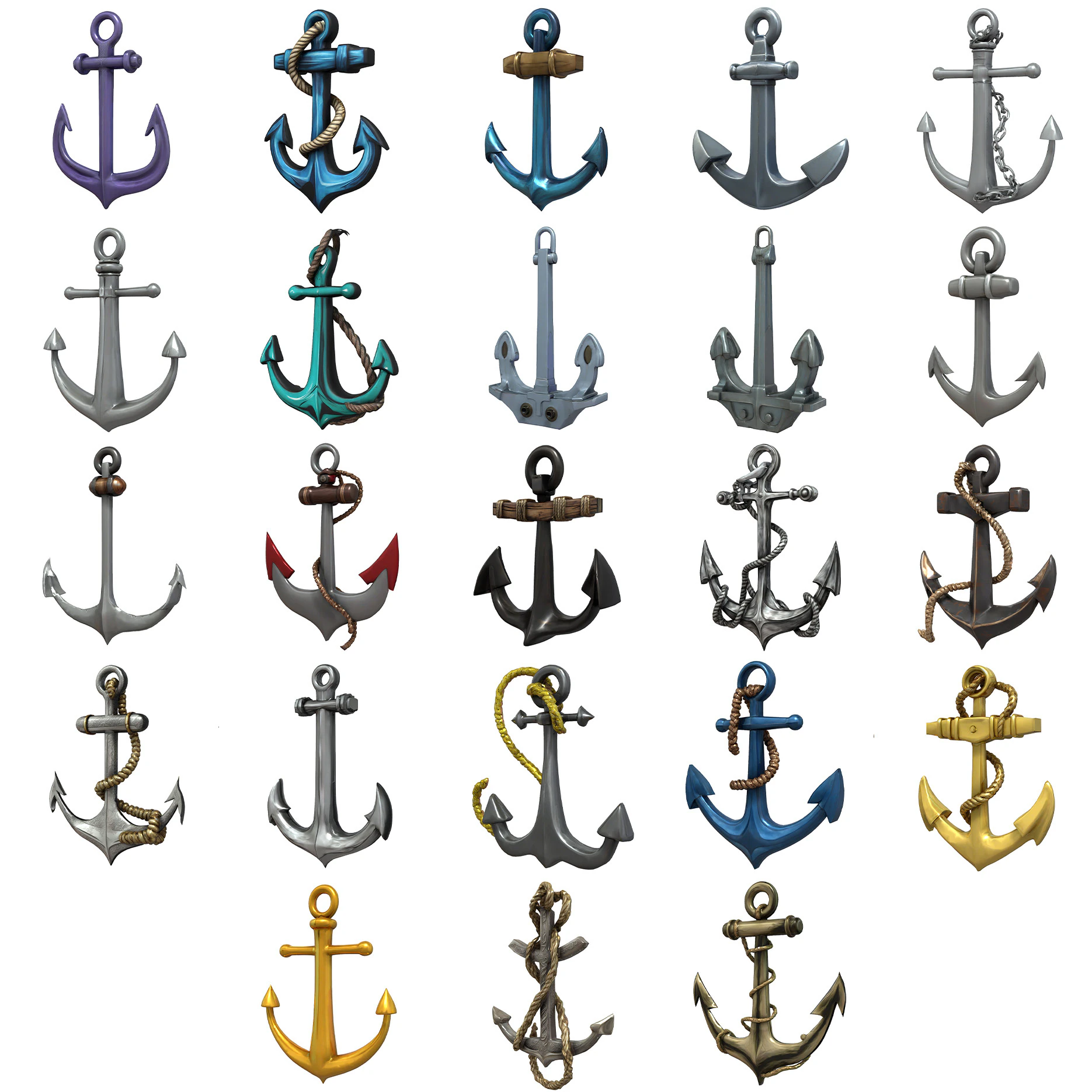Anchors Pack 3D Model .c4d .max .obj .3ds .fbx .stl .blend 