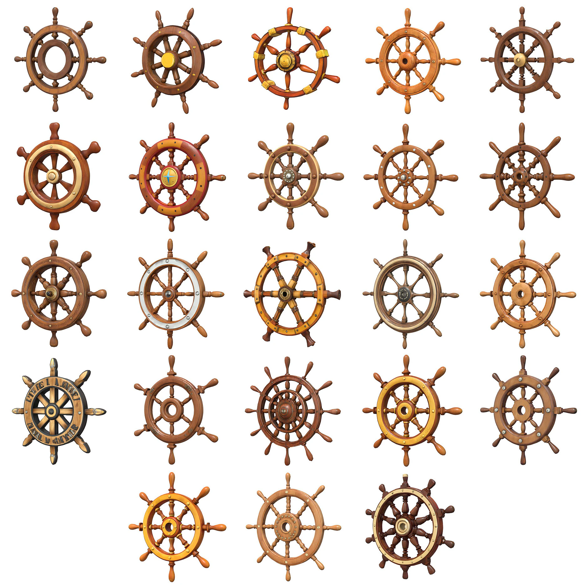 Ship Wheels Pack 3D Model .c4d .max .obj .3ds .fbx .stl .blend 