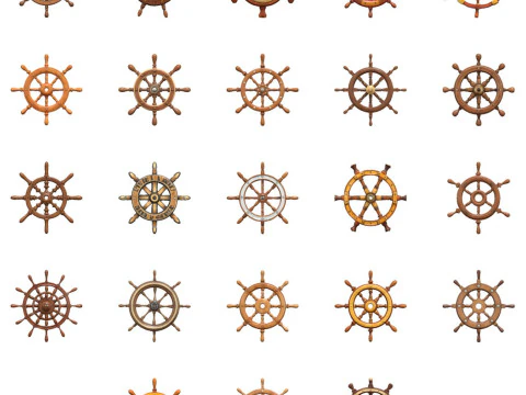 Ship Wheels Pack 3D Model