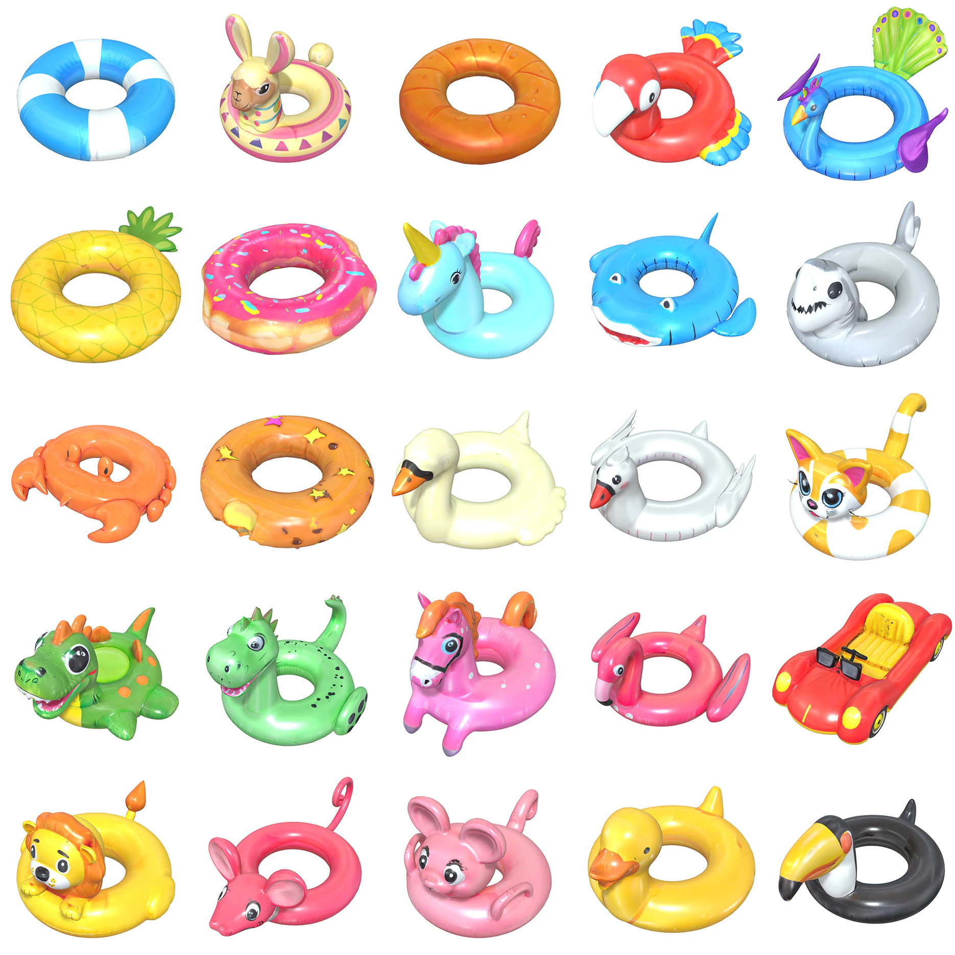 Pool Floats Pack 2 3D Model .c4d .max .obj .3ds .fbx .stl .blend