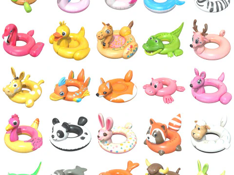 Paket Pelampung Kolam Renang 3 Model 3D