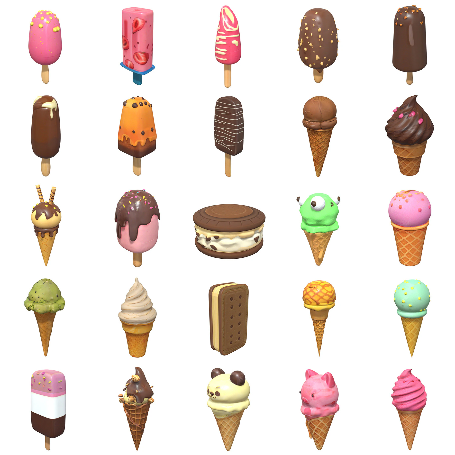 Ice-Creams Pack 1 3D Model .c4d .max .obj .3ds .fbx .stl .blend