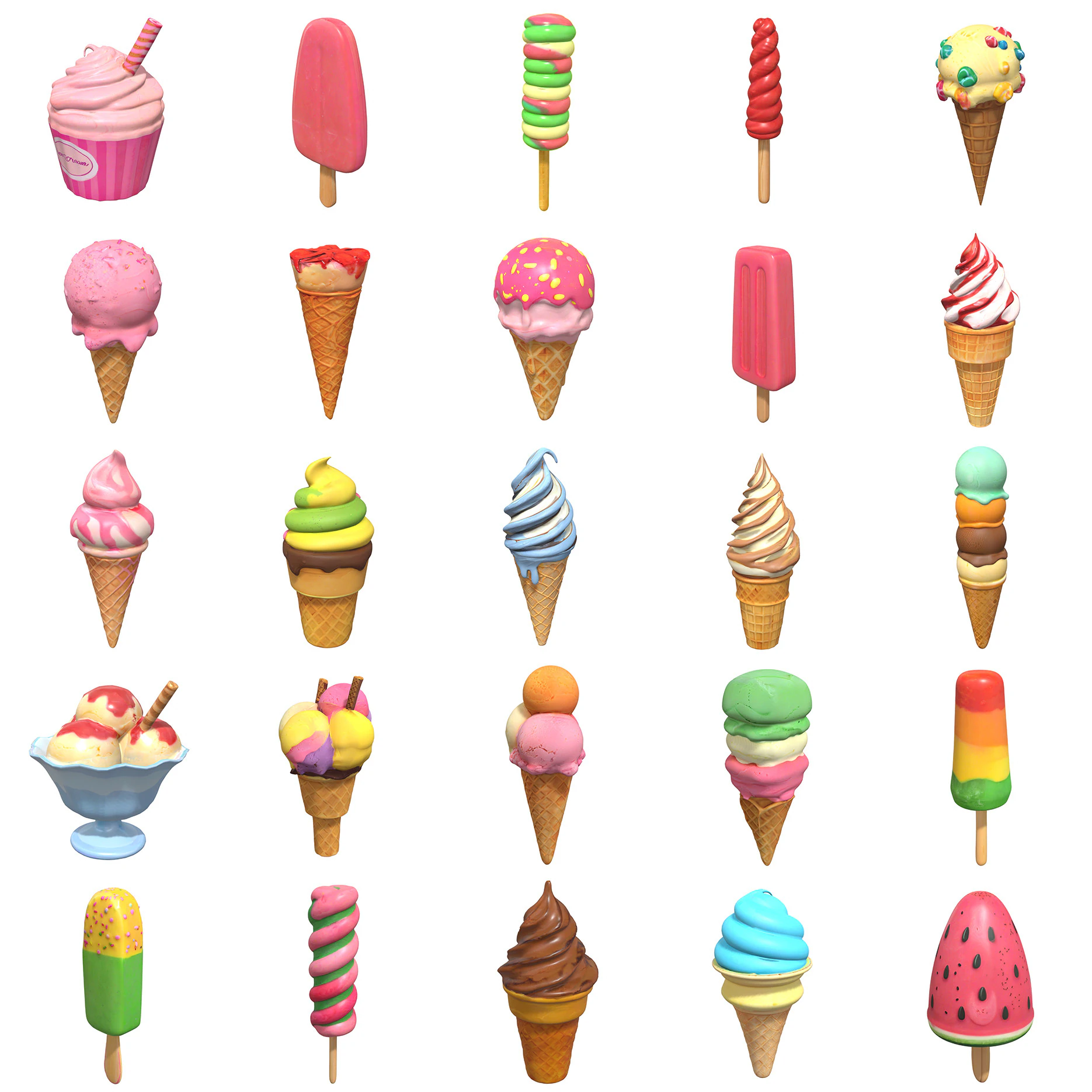 Ice-Creams Pack 2 3D Model .c4d .max .obj .3ds .fbx .stl .blend