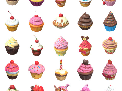 Cupcakes Pack Modelo 3D
