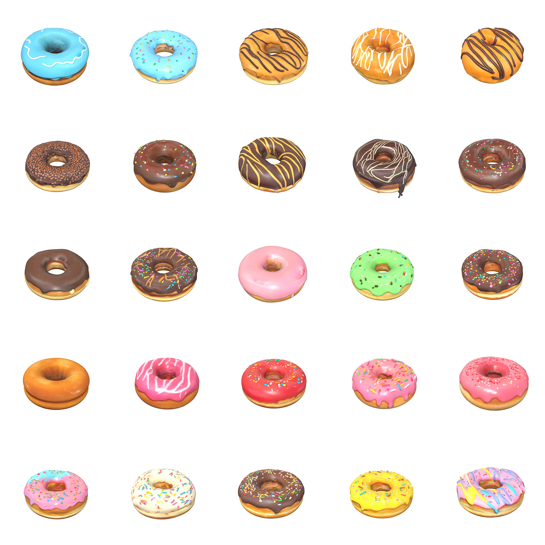 Pacchetto di ciambelle Modello 3D .c4d .max .obj .3ds .fbx .stl .blend