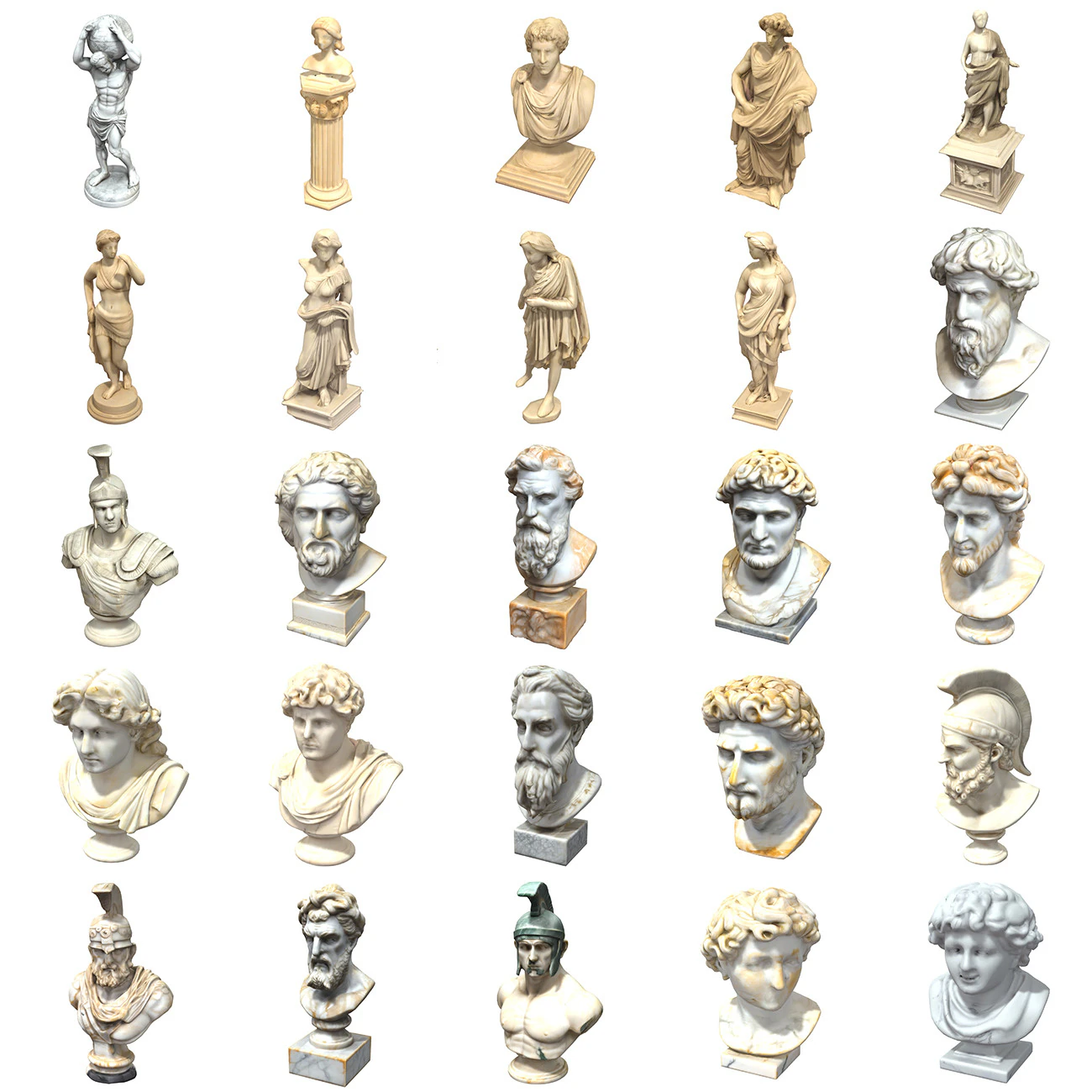 Greek Statues Pack 1 3D Model .c4d .max .obj .3ds .fbx .stl .blend