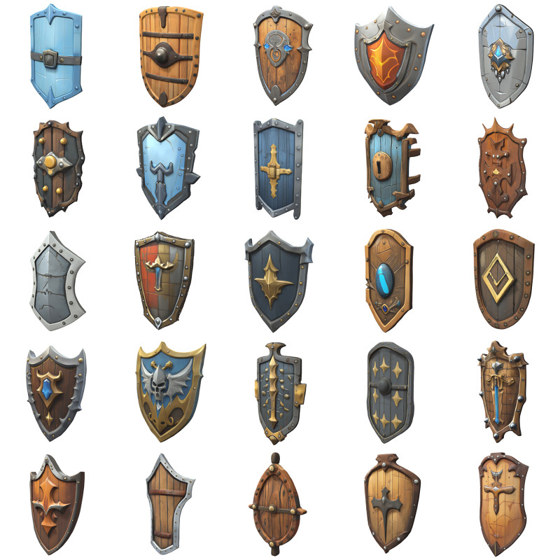 Shields Pack 1 Modelo 3D .c4d .max .obj .3ds .fbx .stl .blend