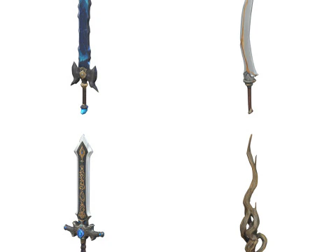 중세 무기 팩 2 3D 모델