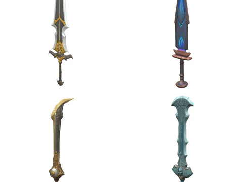 중세 무기 팩 2 3D 모델