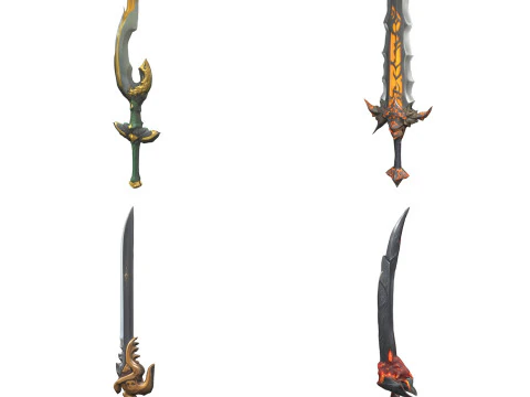 중세 무기 팩 2 3D 모델