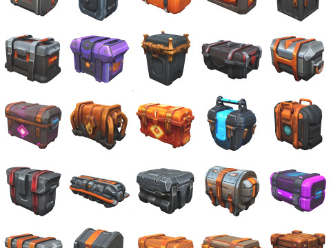 Sci-Fi Chests Pack 1 3D Model