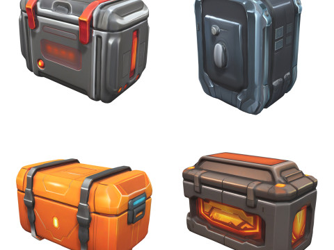 Sci-Fi Chests Pack 1 3D Модель