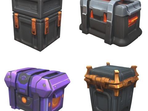 Sci-Fi Chests Pack 1 3D Модель