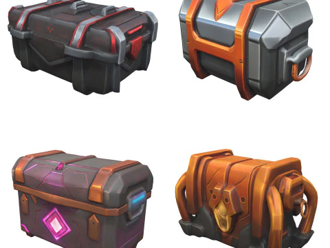 Sci-Fi Chests Pack 1 3D Model