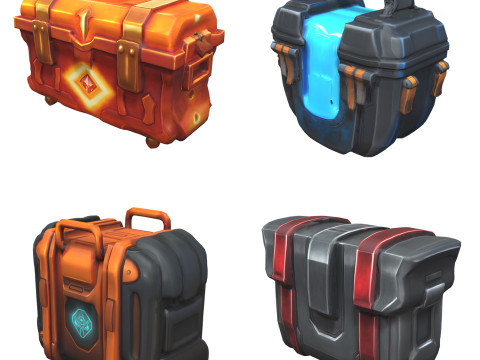 Sci-Fi Chests Pack 1 3D Модель