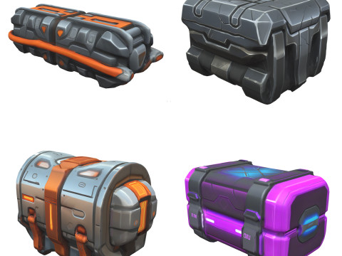Sci-Fi Chests Pack 1 3D Модель