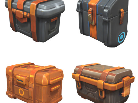 Sci-Fi Chests Pack 1 3D Модель