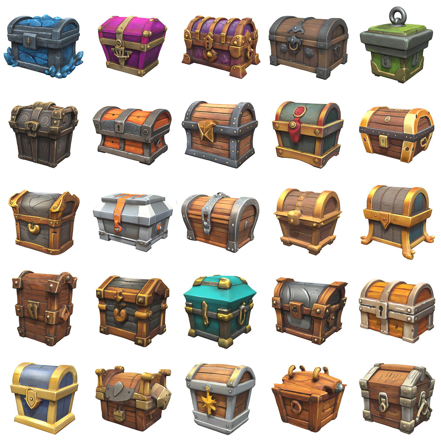 Mittelaltertruhen-Paket 1 3D Modell .c4d .max .obj .3ds .fbx .stl .blend 