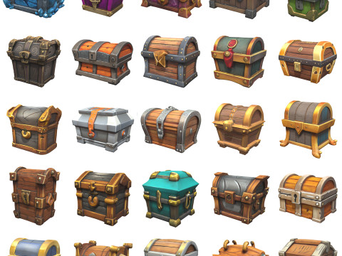 Medieval Chests Pack 1 3D Model