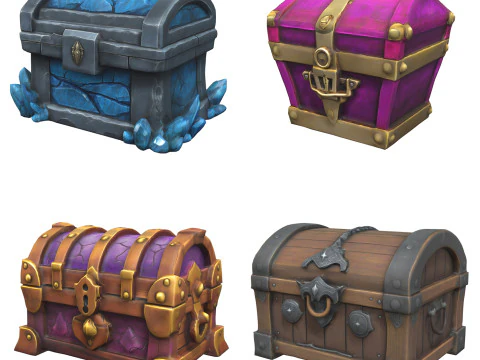 Mittelaltertruhen-Paket 1 3D Modell