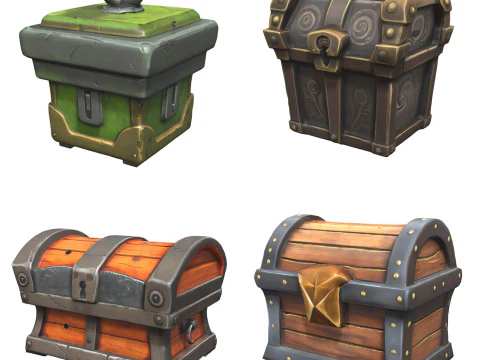 Mittelaltertruhen-Paket 1 3D Modell