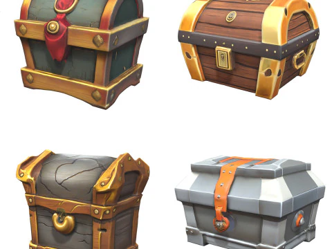 Mittelaltertruhen-Paket 1 3D Modell