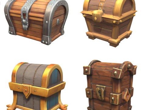 Mittelaltertruhen-Paket 1 3D Modell